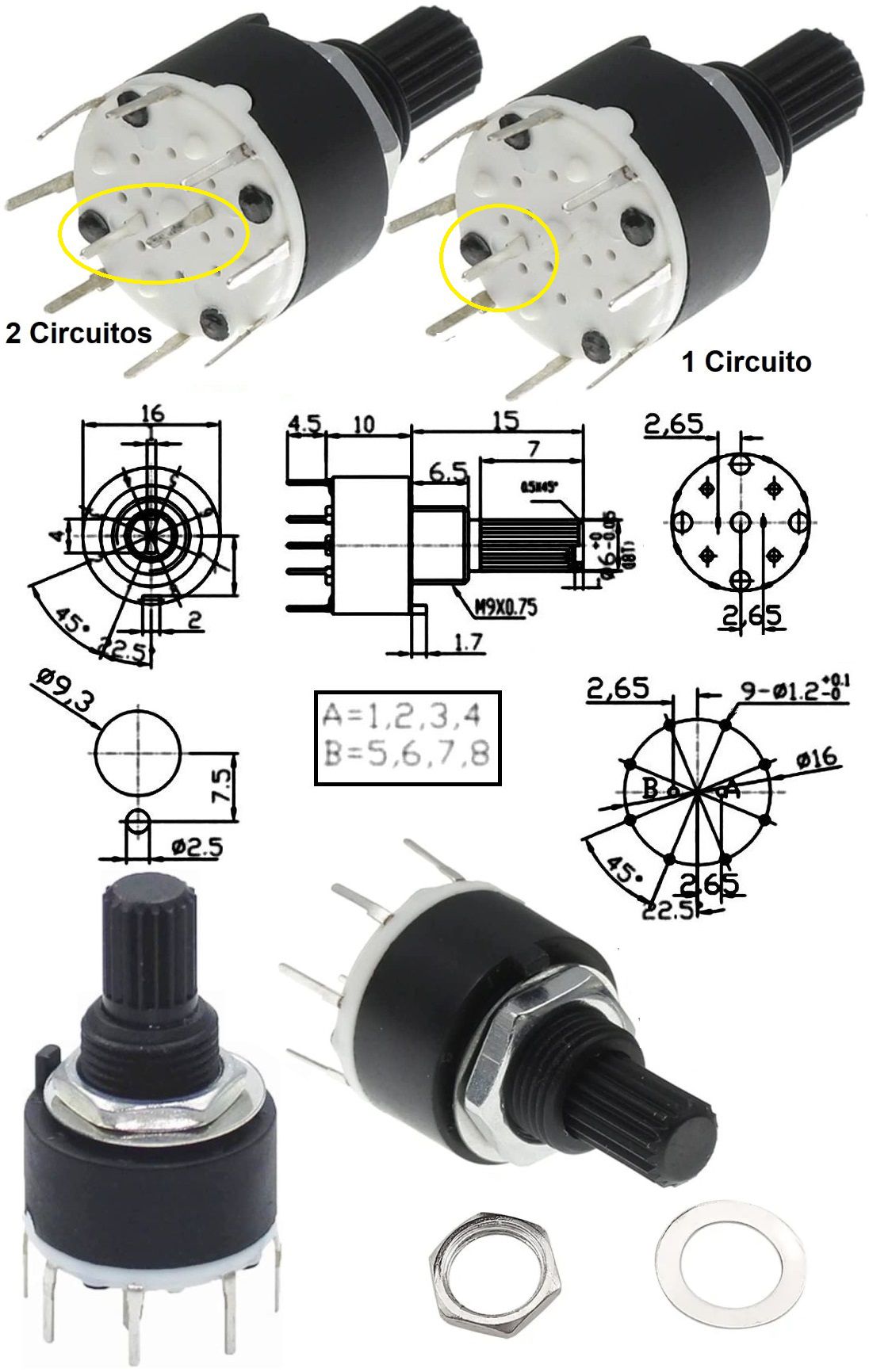 conmutador mini pcb SR16